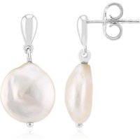 Weiße Süßwasserzuchtperlen-Silberohrringe (TPC) Weiße Süßwasserzuchtperlen-Silberohrringe (TPC)