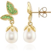 Weiße Süßwasserzuchtperlen-Goldohrringe (Michelle Albala) Weiße Süßwasserzuchtperlen-Goldohrringe (Michelle Albala)