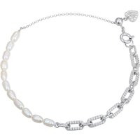 Weiße Süßwasserzuchtperlen-Silberarmband Weiße Süßwasserzuchtperlen-Silberarmband