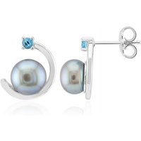 Silberfarbene Süßwasserzuchtperlen-Silberohrringe (TPC) Silberfarbene Süßwasserzuchtperlen-Silberohrringe (TPC)