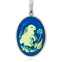 Blauer Bernstein-Silberanhänger (dagen) Blauer Bernstein-Silberanhänger (dagen)