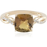 Nicht erhitzter Gelber Tansanit-Goldring Nicht erhitzter Gelber Tansanit-Goldring
