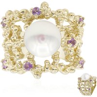 Weiße Süßwasserzuchtperlen-Silberring (TPC) Weiße Süßwasserzuchtperlen-Silberring (TPC)