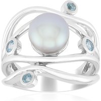 Silberfarbene Süßwasserzuchtperlen-Silberring (TPC) Silberfarbene Süßwasserzuchtperlen-Silberring (TPC)