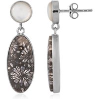 Versteinerte Koralle-Silberohrringe (Bali Barong) Versteinerte Koralle-Silberohrringe (Bali Barong)