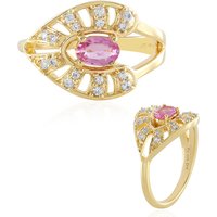 Nicht erhitzter Pinkfarbener Ceylon-Saphir-Silberring Nicht erhitzter Pinkfarbener Ceylon-Saphir-Silberring