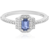 Nicht erhitzter Blauer Ceylon-Saphir-Silberring Nicht erhitzter Blauer Ceylon-Saphir-Silberring