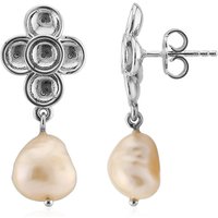 Pfirsichfarbene Süßwasserzuchtperlen-Silberohrringe (TPC) Pfirsichfarbene Süßwasserzuchtperlen-Silberohrringe (TPC)