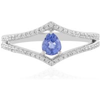 Nicht erhitzter Blauer Ceylon-Saphir-Silberring Nicht erhitzter Blauer Ceylon-Saphir-Silberring