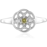 Grüner SI1 Brillant-Silberring Grüner SI1 Brillant-Silberring