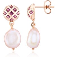 Purpurfarbene Süßwasserzuchtperlen-Silberohrringe Purpurfarbene Süßwasserzuchtperlen-Silberohrringe