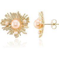 Pfirsichfarbene Ming-Perlen-Silberohrringe (TPC) Pfirsichfarbene Ming-Perlen-Silberohrringe (TPC)