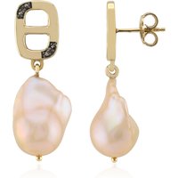 Orange Süßwasserzuchtperlen-Silberohrringe (TPC) Orange Süßwasserzuchtperlen-Silberohrringe (TPC)