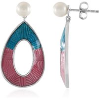 Weiße Süßwasserzuchtperlen-Silberohrringe Weiße Süßwasserzuchtperlen-Silberohrringe