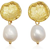 Weiße Süßwasserzuchtperlen-Silberohrringe Weiße Süßwasserzuchtperlen-Silberohrringe