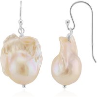 Pfirsichfarbene Süßwasserzuchtperlen-Silberohrringe (TPC) Pfirsichfarbene Süßwasserzuchtperlen-Silberohrringe (TPC)