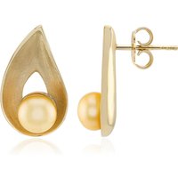 Goldene Süßwasserzuchtperlen-Silberohrringe (TPC) Goldene Süßwasserzuchtperlen-Silberohrringe (TPC)