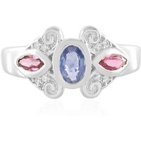 Nicht erhitzter Blauer Ceylon-Saphir-Silberring Nicht erhitzter Blauer Ceylon-Saphir-Silberring