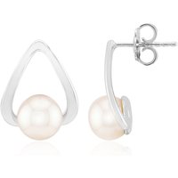 Weiße Süßwasserzuchtperlen-Silberohrringe (TPC) Weiße Süßwasserzuchtperlen-Silberohrringe (TPC)