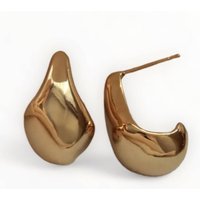 Minimalist 18 K Gold Droplet Dome Stud Earrings