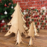 Plywood Christmas Table Decoration Slotted Tree Set