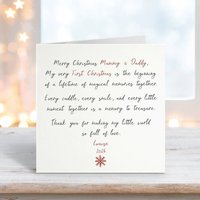 Personalised Sentimental First Christmas Card From Baby To Mummy And Daddy
