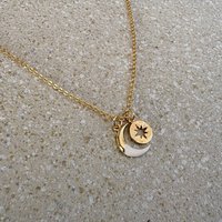 Celestial Crescent Moon And Star 18ct Gold Plated Necklace