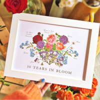 Personalised 50th Birthday Flower Bouquet Print