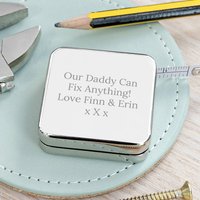 Personalised Silver Tone Square Tape Measure