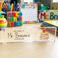 Personalised Welcome To Classroom Acrylic Block Teachers Gift