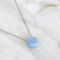 Blue Opal Teardrop October Birthstone Necklace, Silver