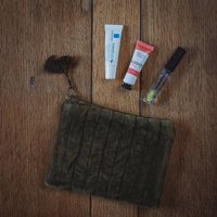 Olive Green Cotton Velvet Pouch
