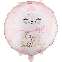 Pink Happy Birthday Kitty Foil Balloon