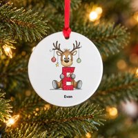 Personalised Christmas Reindeer Initial Bauble