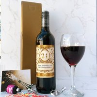 Personalised 18th 21st 30th 40th 50th 60th Milestone Birthday Wine Gift For Him Or Her. Presented In A Gold Gift Box