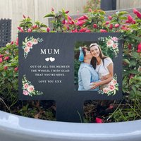 Personalised Any Message Pink Floral Plant / Garden Slate Marker