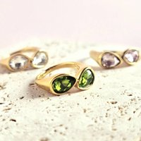 14ct Gold Plated Double Gemstone Ring