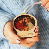 Personalised Couples Christmas Photo Bauble