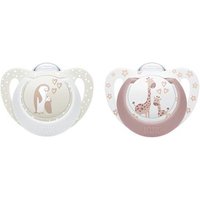 NUK First Choice Silikon Schnuller 0-6 Monate beige/rot