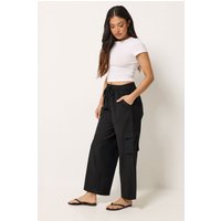 Pixiegirl Petite Women's Black Cargo Wide Leg Trousers Size Petite > 16