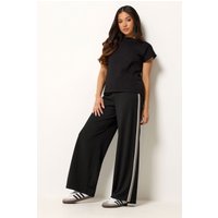 Pixiegirl Petite Women's Black Side Stripe Detail Wide Leg Trousers Size Petite > 12