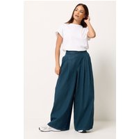 Pixiegirl Petite Women's Blue Cotton Pleat Front Wide Leg Jeans Size Petite > 16