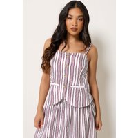Pixiegirl Petite Women's Burgundy Red Stripe Button Cami Top Size 8