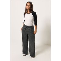 PixieGirl Women's Petite Wide Leg Drawstring Jeans in Black | Size: 8