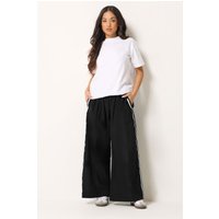 Pixiegirl Pxiegirl Petite Women's Black Side Stripe Linen Wide Leg Trousers Size Petite > 18