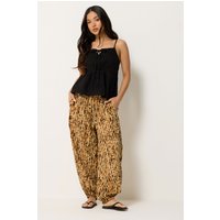 PixieGirl Women's Petite Tie Dye Balloon Trousers in Brown | Size: 6S