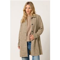 Pixiegirl Petite Women's Dark Brown Checkered Midi Car Coat Size 8