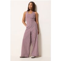 Pixiegirl Petite Women's Plum Purple Gingham Wide Leg Jumpsuit Size 18