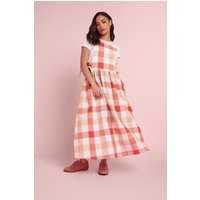 Pixiegirl Petite Women's Pink Check Cotton Midi Dress Size 12