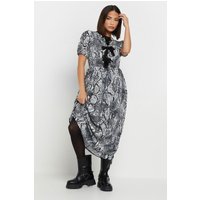 Pixiegirl Petite Women's Grey Snake Print Tie Bow Dress Size 6